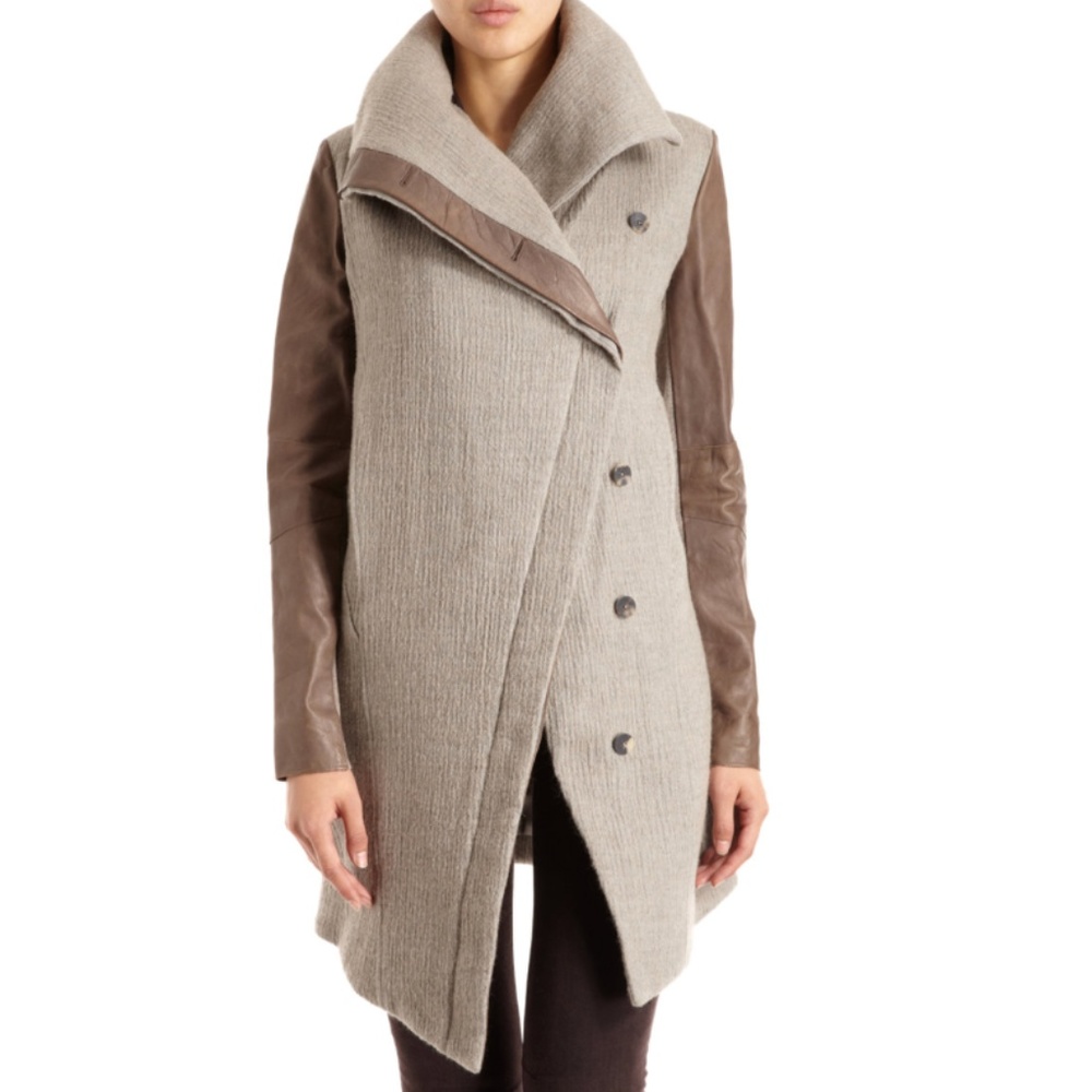 Helmut Lang Wool and Leather coat - Size P